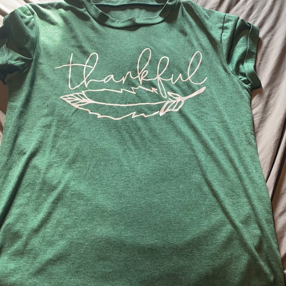 green tee shirt